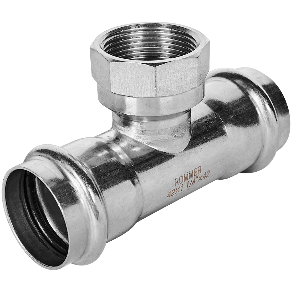 Тройник-переходник-ВР ROMMER 42х1 1/4 из нержавеющей стали прессовой