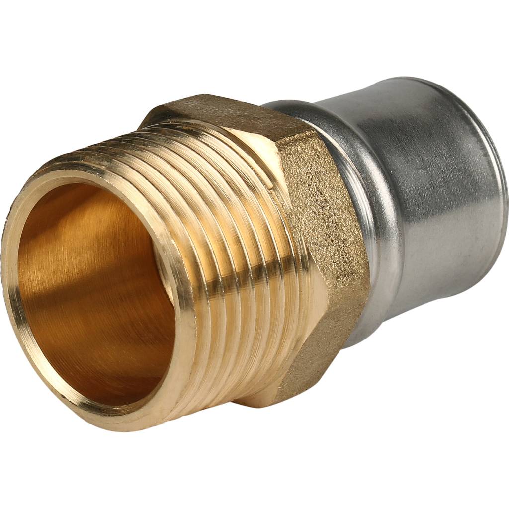 Переходник STOUT с наружной резьбой 1 х26 для металлопластиковых труб прессовой, SFP-0001-000126