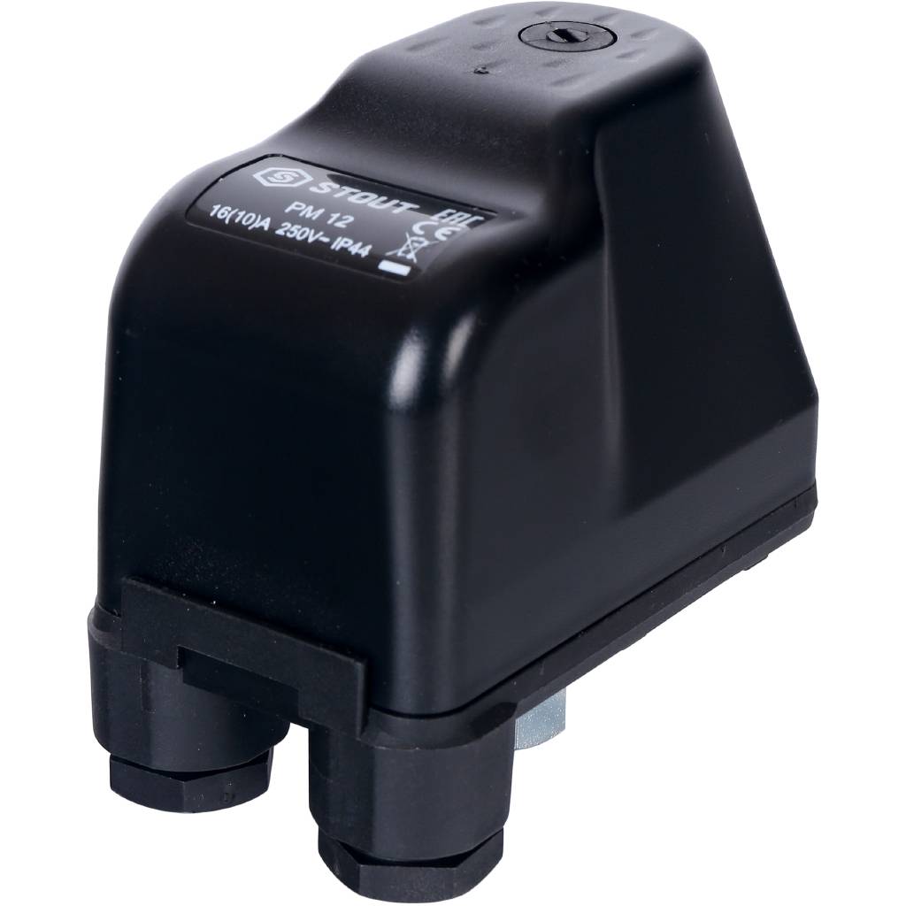 Реле давления для водоснабжения STOUT PM12G, 3-12 бар, 1/4, с накидной гайкой