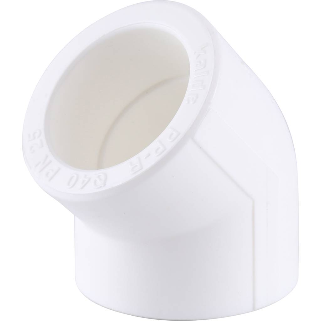Угольник 45* Kalde d=40 для полипропиленовых труб под сварку (цвет белый), 3212-elb-400045