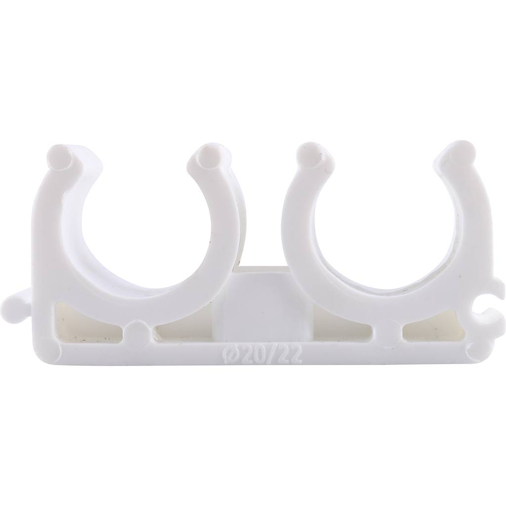 Двойное крепление Kalde d=20 для полипропиленовых труб под сварку (цвет белый)