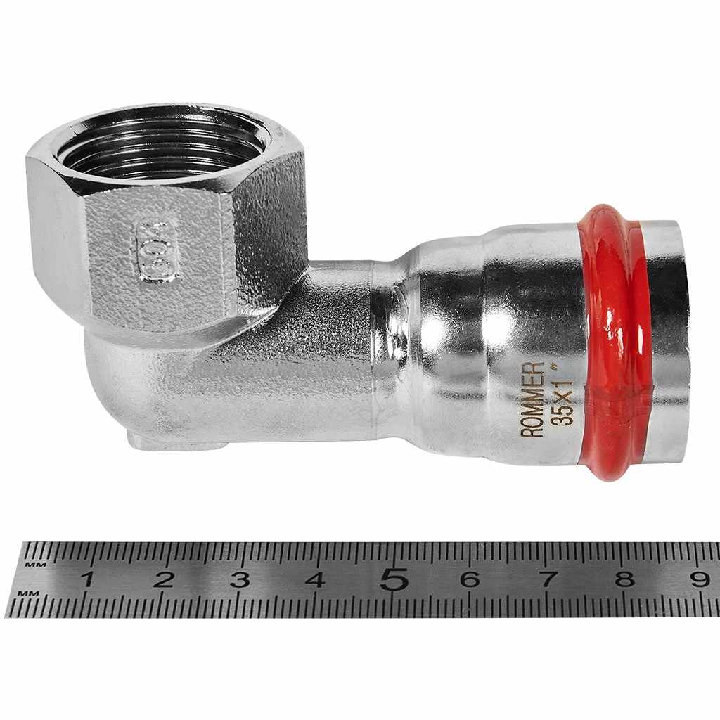 Угольник-Переходник ROMMER ВПр-ВР, 35х1, из нержавеющей стали прессовой, RSS-1009-000351