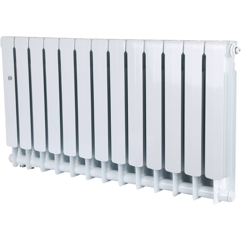 Радиатор биметаллический STOUT Space 500 13 секций нижнее правое подключение RAL9016, SRB-0320-050013