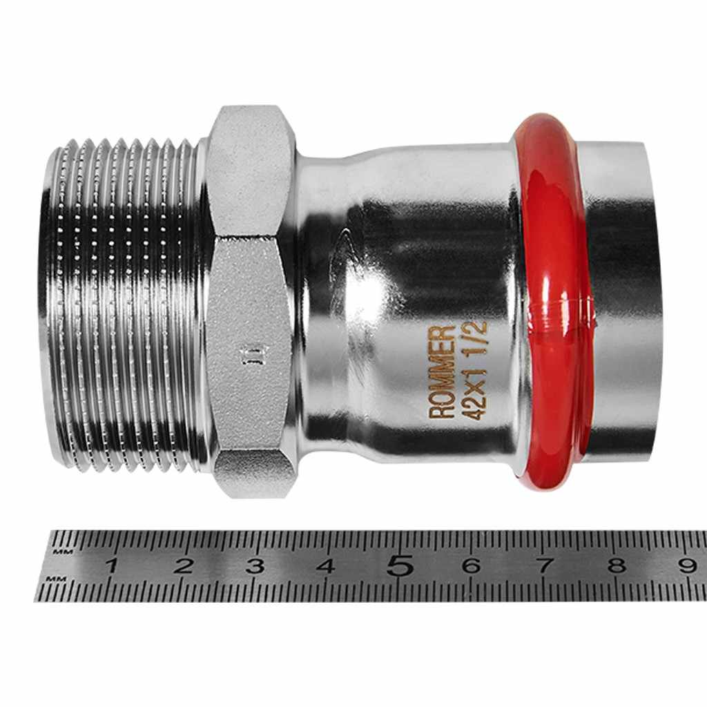 Переходник ROMMER ВПр-НР, 42х11/2, из нержавеющей стали прессовой, RSS-1021-042112