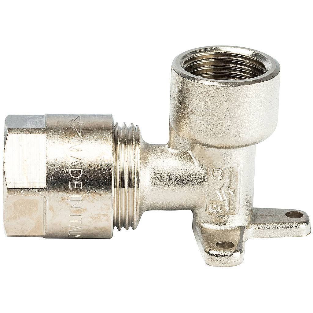 Уголок 90 с креплением Prandelli Multyrama (20х2,0х1/2) для металлопластиковых труб винтовой, 103.10.52.0