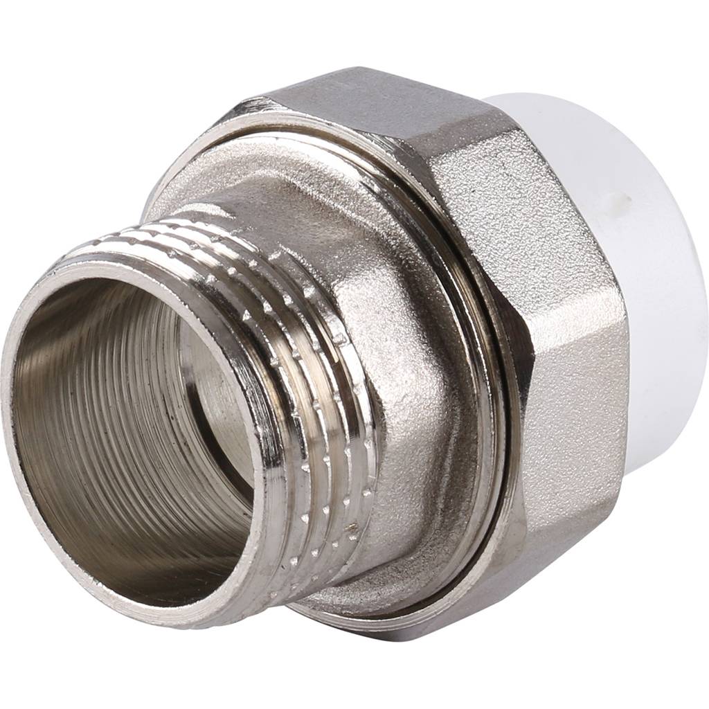 Муфта разъемная Kalde с наружной резьбой 25x1 для полипропиленовых труб под сварку (цвет белый), 3252-tum-251000