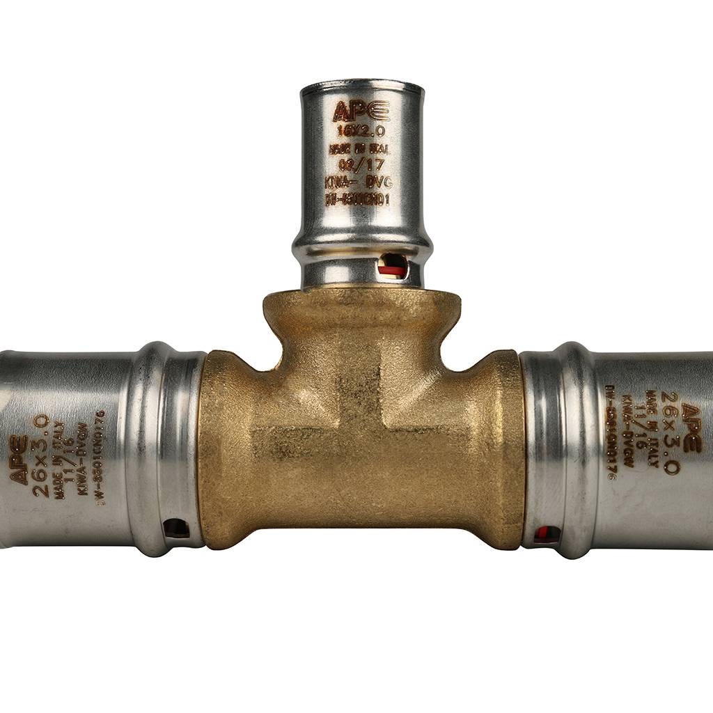 Тройник переходной STOUT 26х16х26 для металлопластиковых труб прессовой, SFP-0005-261626