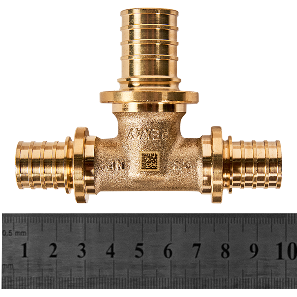 Тройник РЕХАУ с увеличенным боковым проходом 20-25-20 MX для труб из сшитого полиэтилена аксиальный