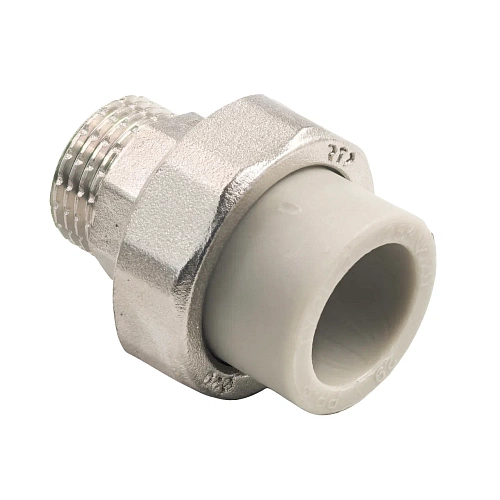 Муфта комбинированная разъемная (Американка) PPR наружная резьба 20х 1/2,  серый, RTP