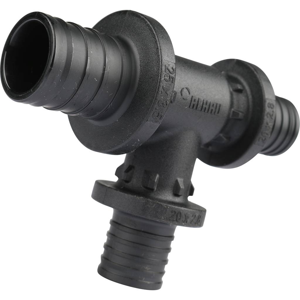 *11600851001 РЕХАУ RAUTITAN Тройник с уменьшенным боковым и торцевым проходом 25-20-20 PX для труб из сшитого полиэтилена аксиальный