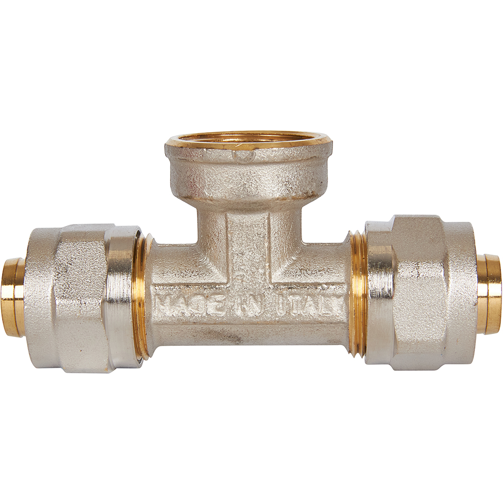 Тройник-переходник STOUT с внутренней резьбой 3/4 х20 для металлопластиковых труб винтовой, SFS-0012-003420