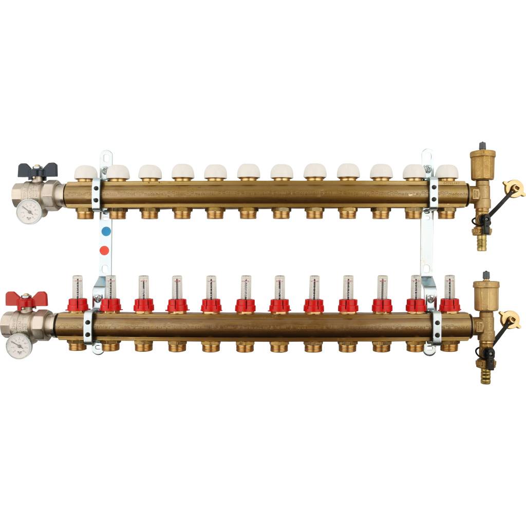 Коллектор в сборе с расходомерами на 12 выходов TIEMME 1х3/4 ЕК, 3870018(3871G060512)