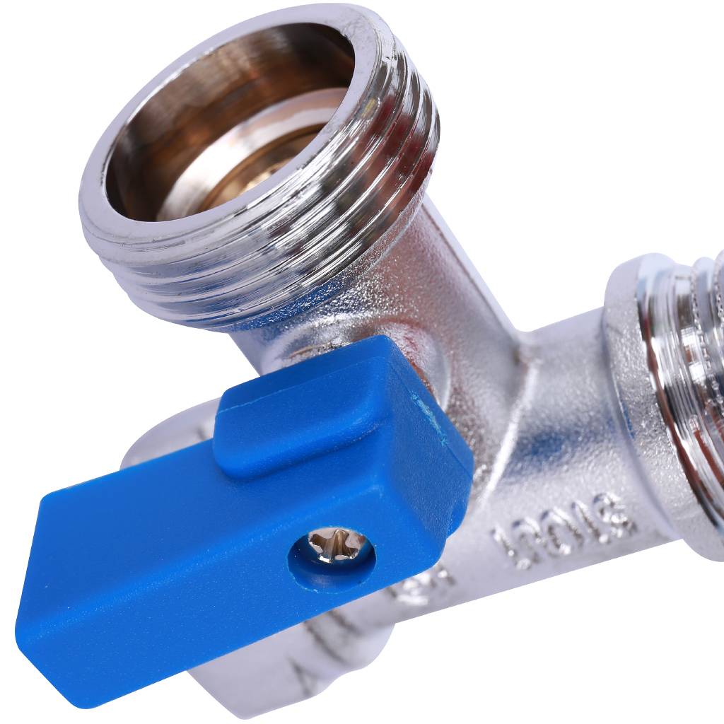 Кран шаровой проходной STOUT 1/2 х 3/4 х 1/2 для стиральных и посудомоечных машин, SVB-0124-123412