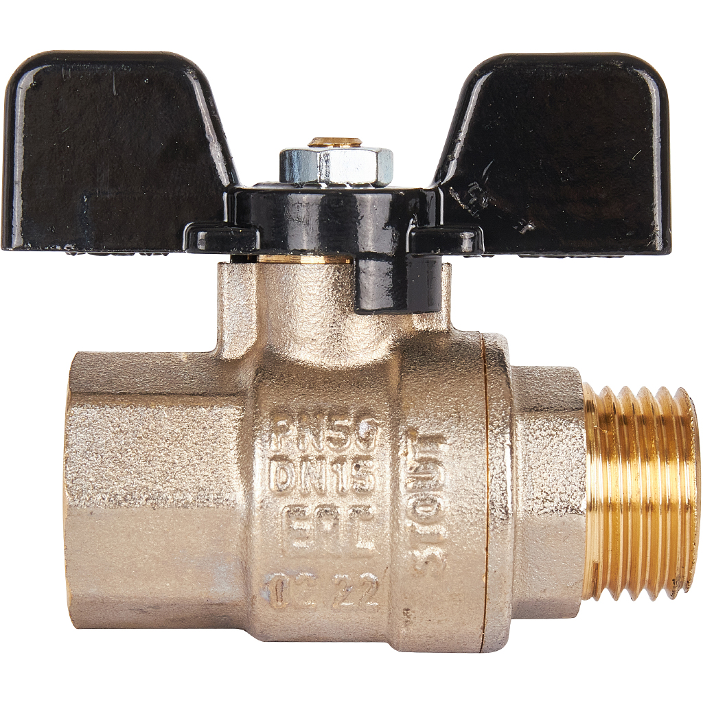 Кран шаровой полнопроходной STOUT ВР/НР, ручка бабочка 1/2, SVB-0004-000015