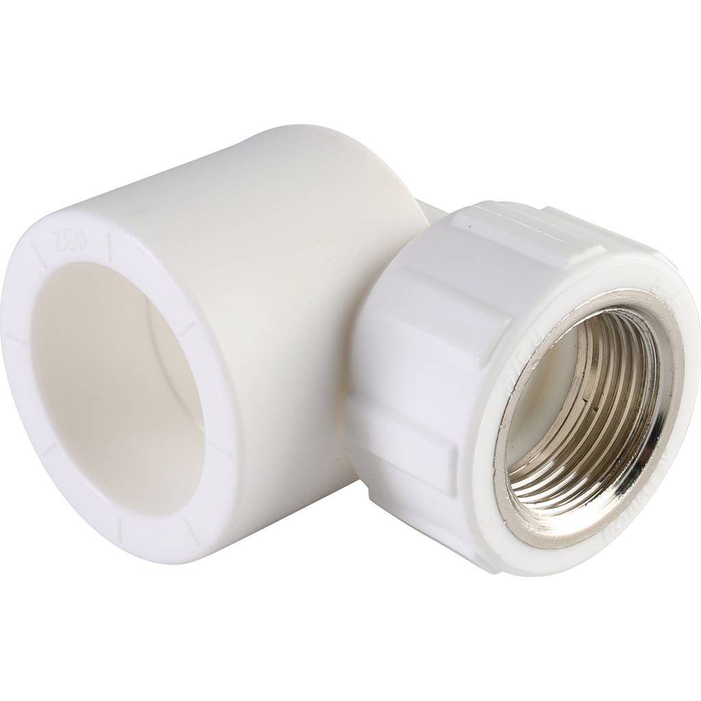 Угольник Политэк 32x3/4 с внутренней резьбой для полипропиленовых труб под сварку (цвет белый), 9400003234