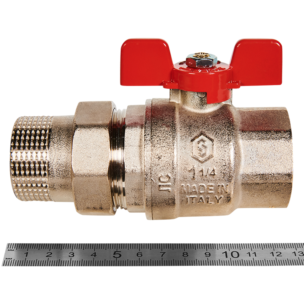 Кран шаровой полнопроходной с американкой STOUT ВР/НР ручка бабочка 1 1/4 (EPDM)