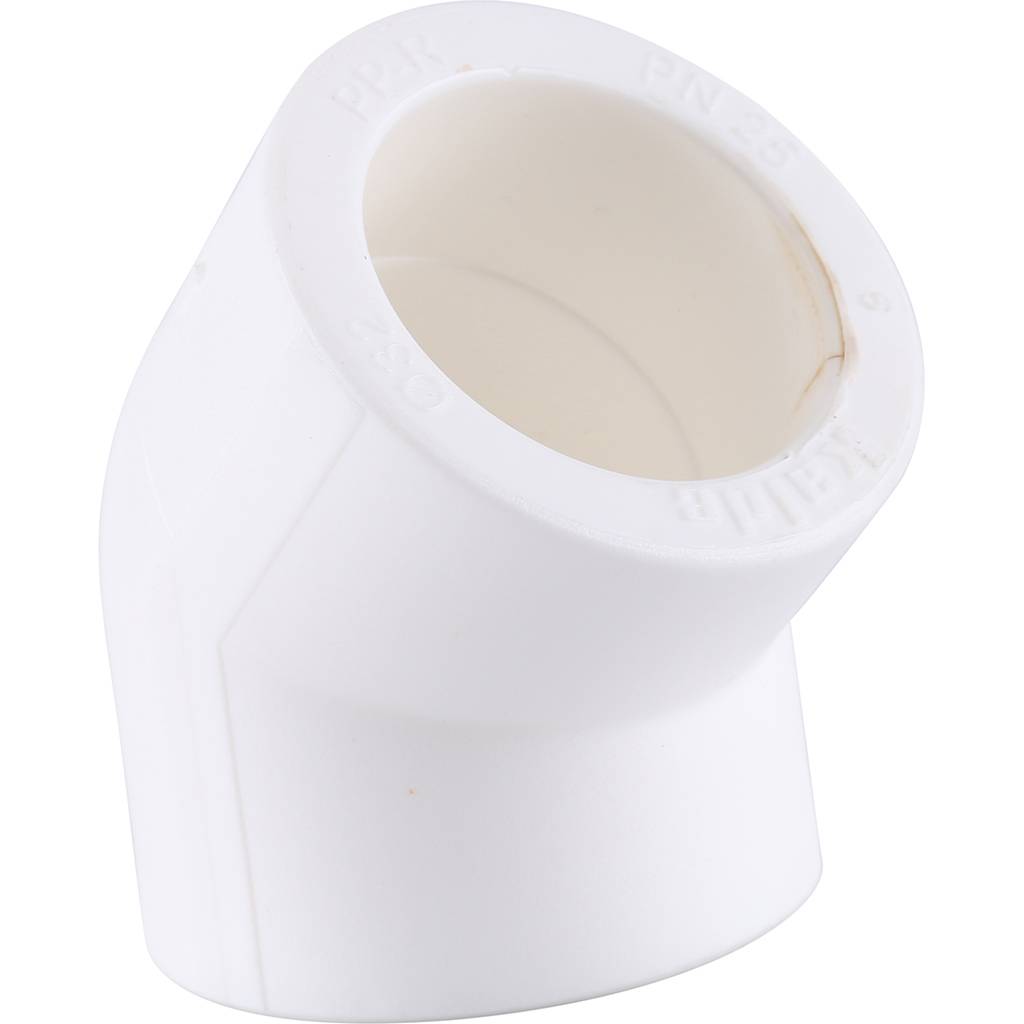 Угольник 45* Kalde d=32 для полипропиленовых труб под сварку (цвет белый), 3212-elb-320045