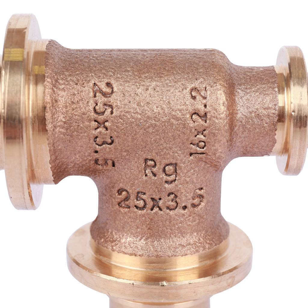 Тройник РЕХАУ RAUTITAN PLATINUM с уменьшенным торцевым проходом 25-25-16 RX для труб из сшитого полиэтилена аксиальный