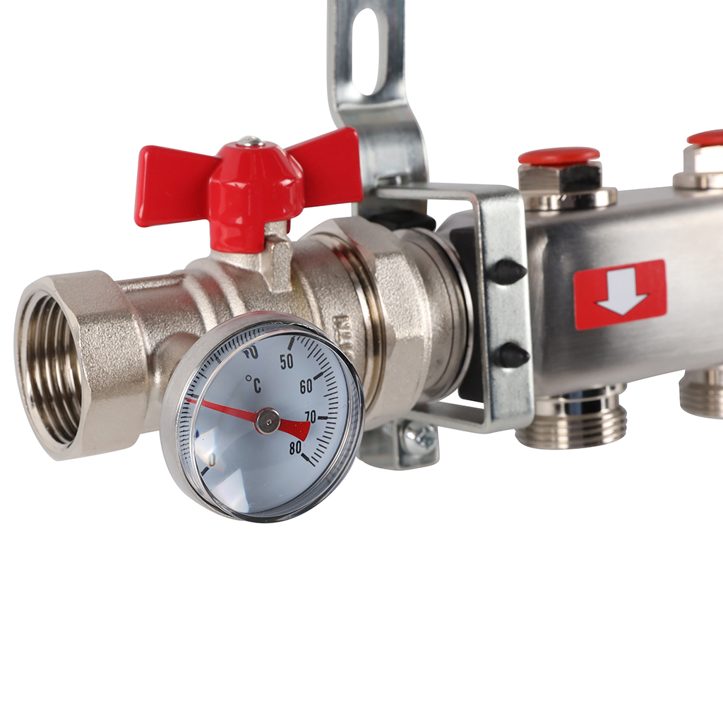 Коллектор из нержавеющей стали в сборе без расходомеров ROMMER 6 выходов