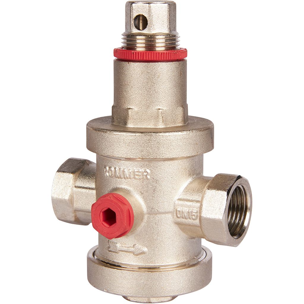 Редуктор давления ROMMER PN25 вн/вн 1/2  с выходом под манометр, RVS-0008-000015