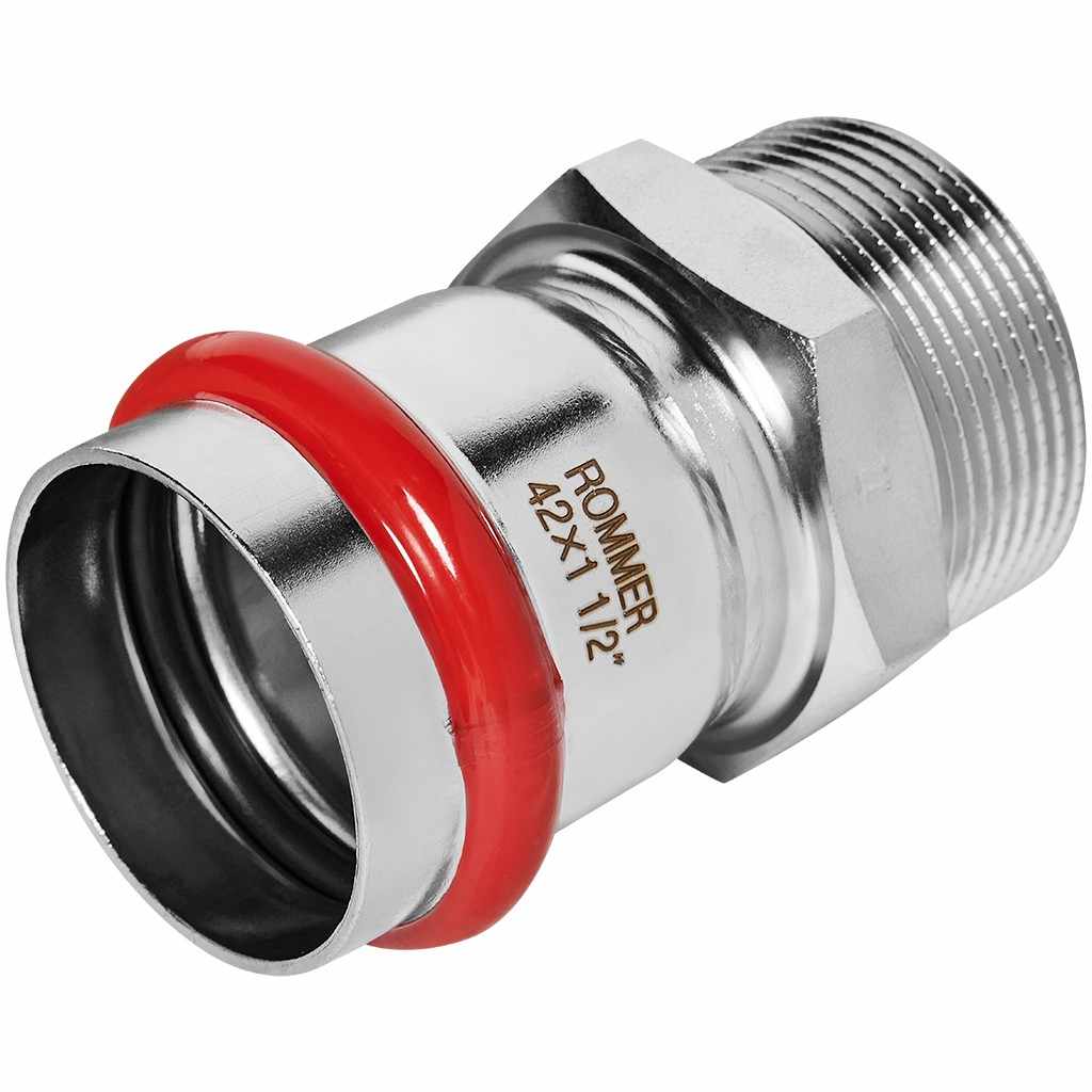 Переходник ROMMER ВПр-НР, 42х11/2, из нержавеющей стали прессовой, RSS-1021-042112