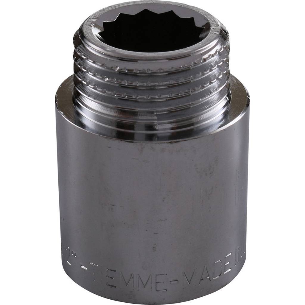 Удлинитель TIEMME НВ 25мм-1/2 хром для стальных труб резьбовой, 1500170