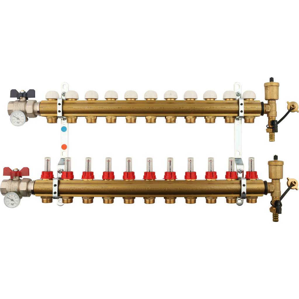 Коллектор в сборе с расходомерами на 11 выходов TIEMME 1х3/4 ЕК, 3870024(3871G060511)