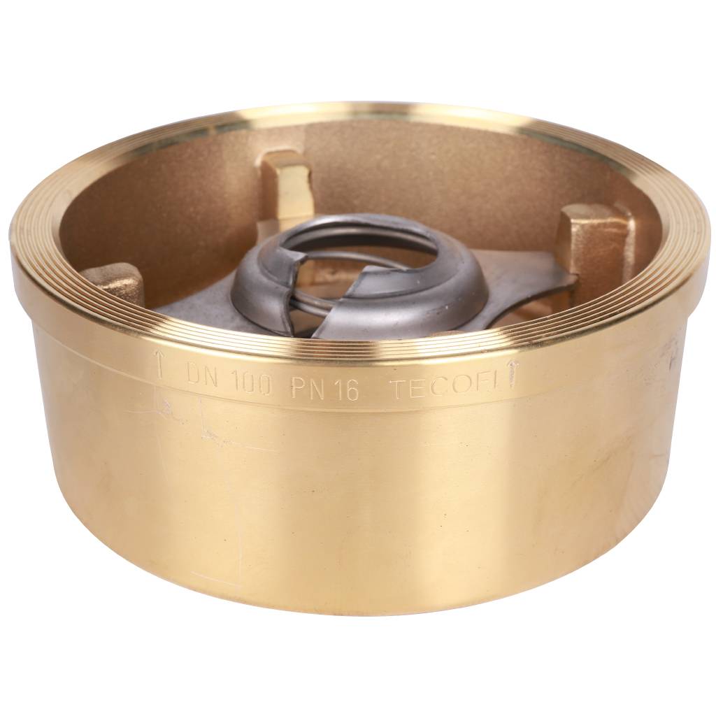 Клапан обратный осевой Tecofi Ду100 Ру16 межфланцевый из латуни, CA7441-0100