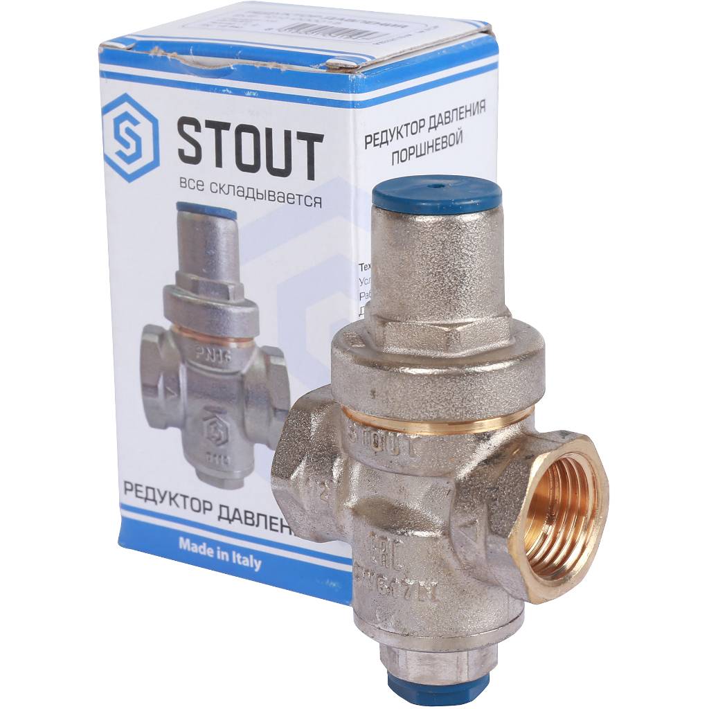 STOUT  Редуктор давления PN16 вн/вн 1/2  с выходом под манометр, SVS-1010-000015