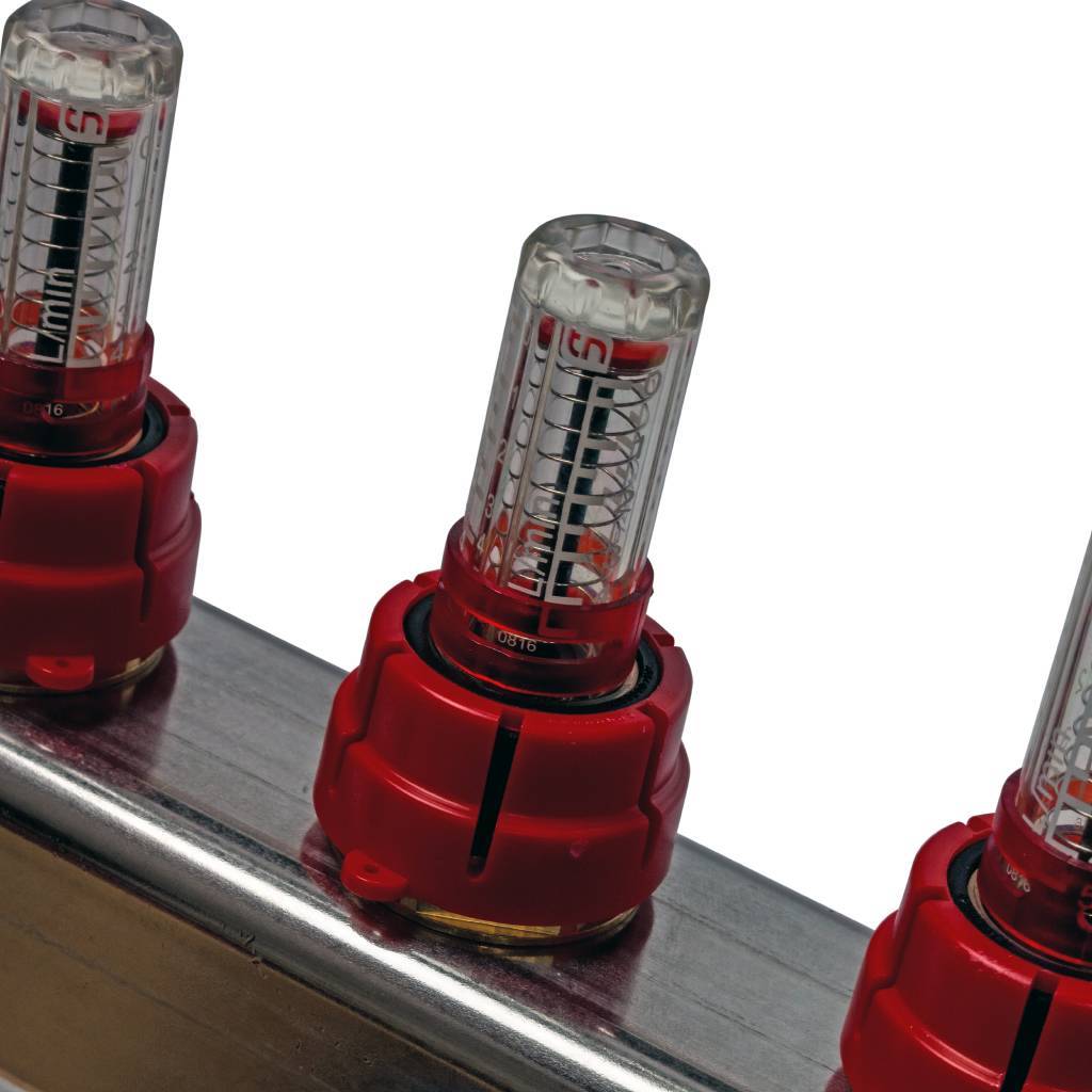 Коллектор из нержавеющей стали в сборе с расходомерами STOUT 6 выходов, SMS 0907 000006