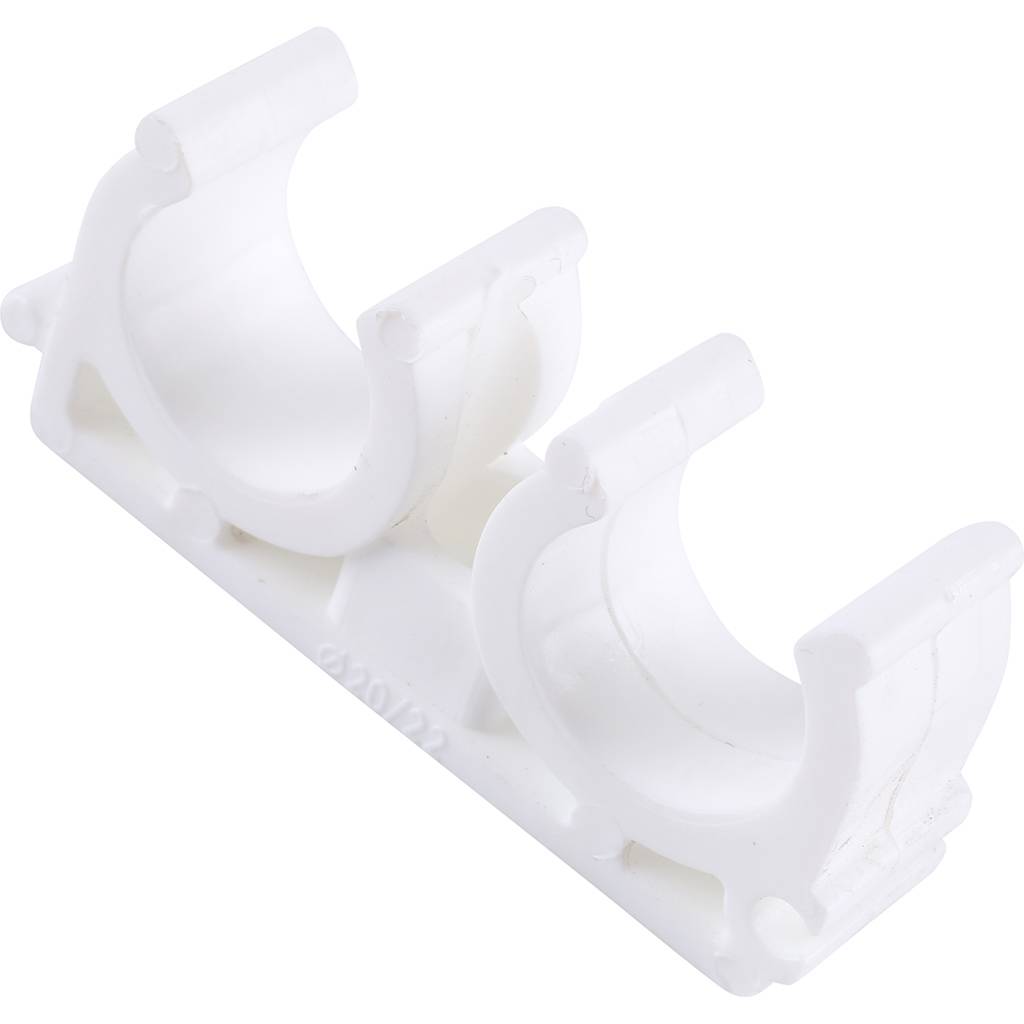 Двойное крепление Kalde d=20 для полипропиленовых труб под сварку (цвет белый), 3592-bck-202200