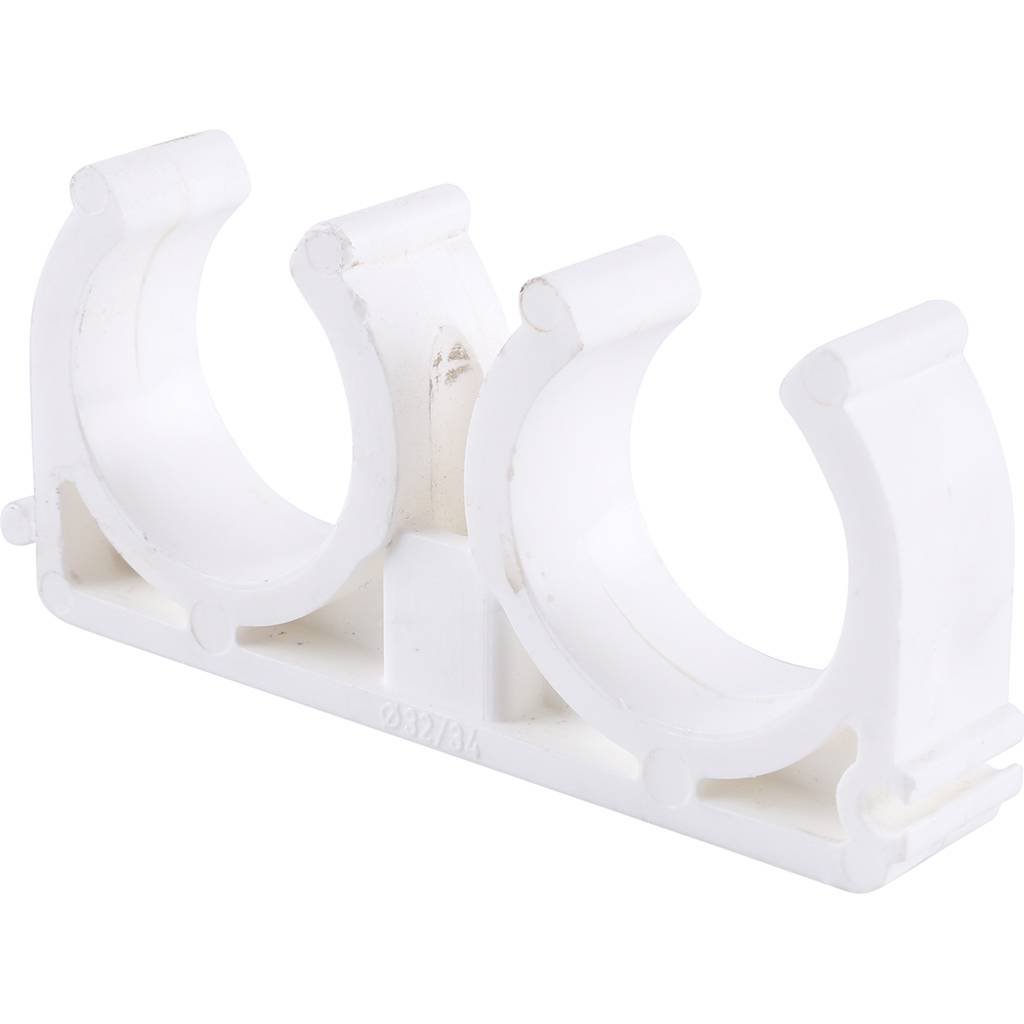 Двойное крепление Kalde d=32 для полипропиленовых труб под сварку (цвет белый), 3592-bck-323400