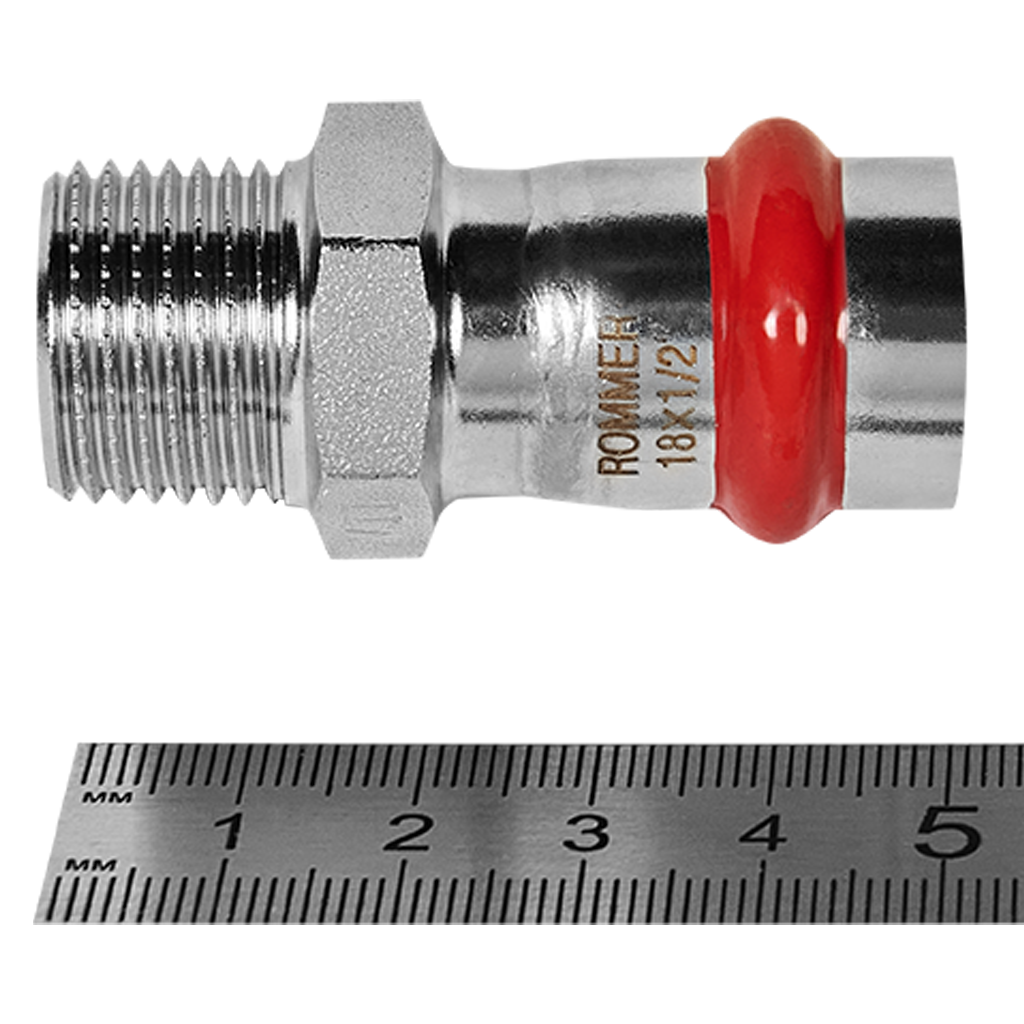 Переходник-НР ROMMER 18х1/2 из нержавеющей стали прессовой