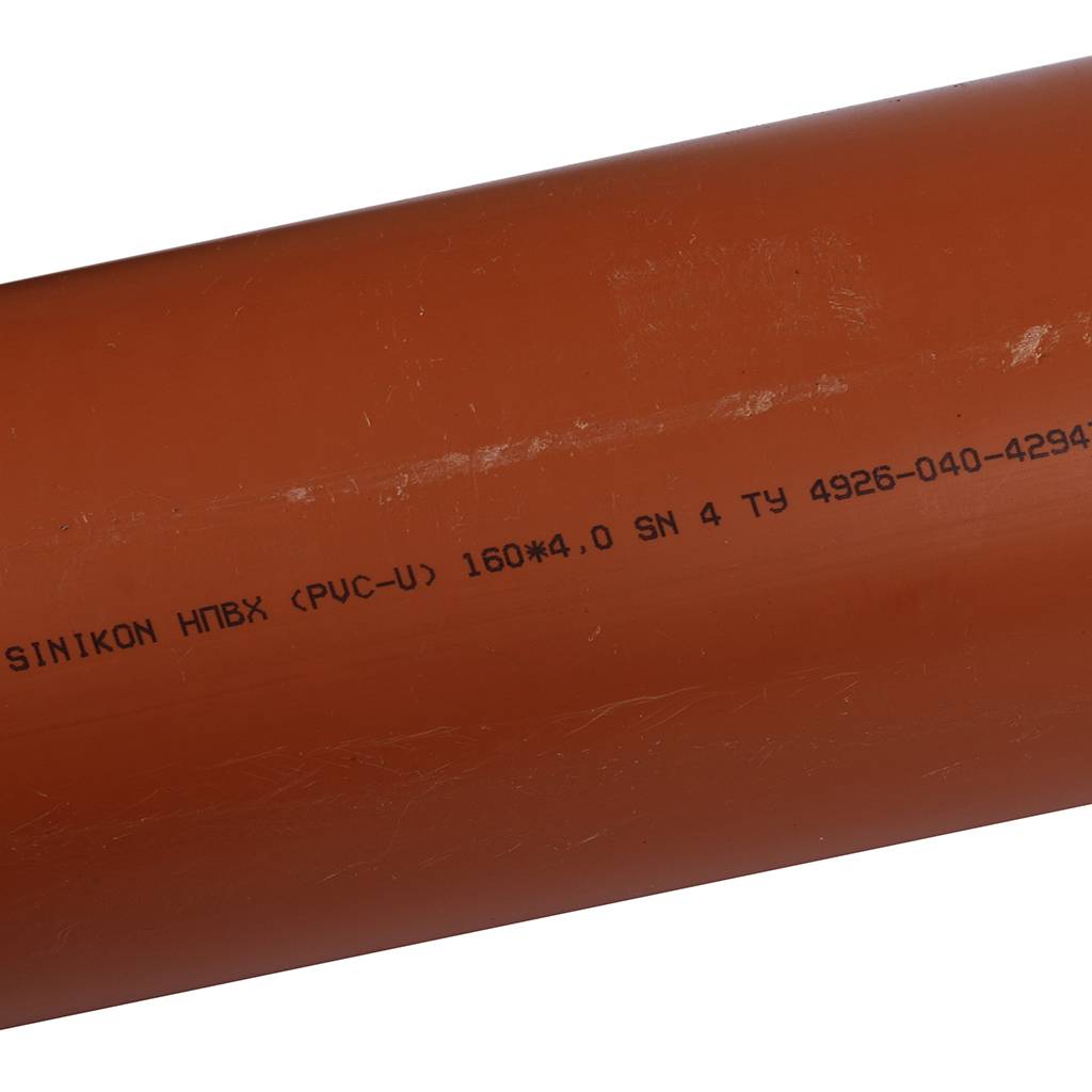 Труба Sinikon НПВХ D160x4,0 SN4, 1000 мм для наружной канализации, 22010.R