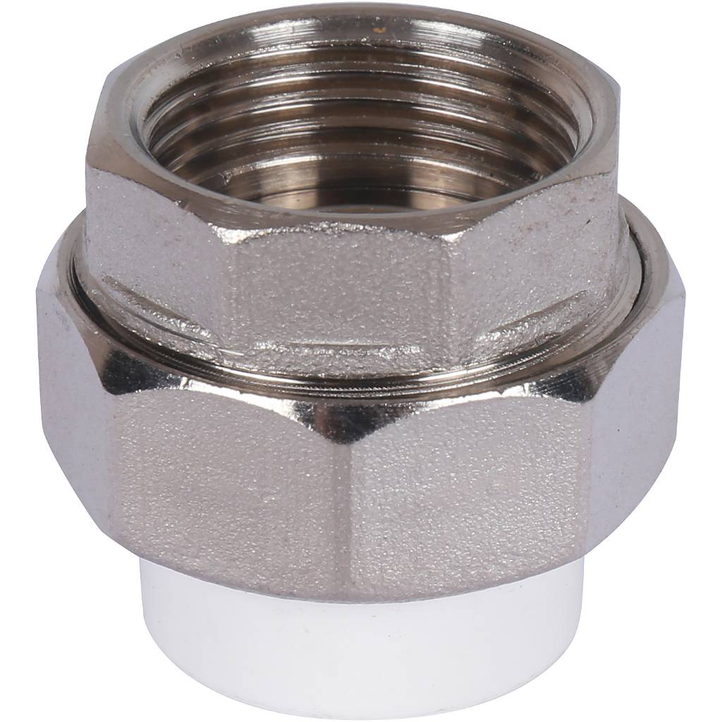 Муфта разъемная с внутренней резьбой Политэк 20х3/4 для полипропиленовых труб под сварку (цвет белый)