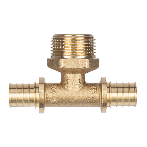 Тройник аксиальный, латунь, наружная резьба,20х3/4, желтый, RTP