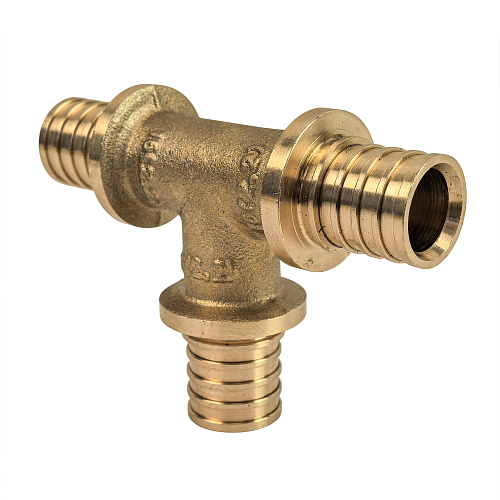 Тройник аксиальный, латунь,32, желтый, RTP