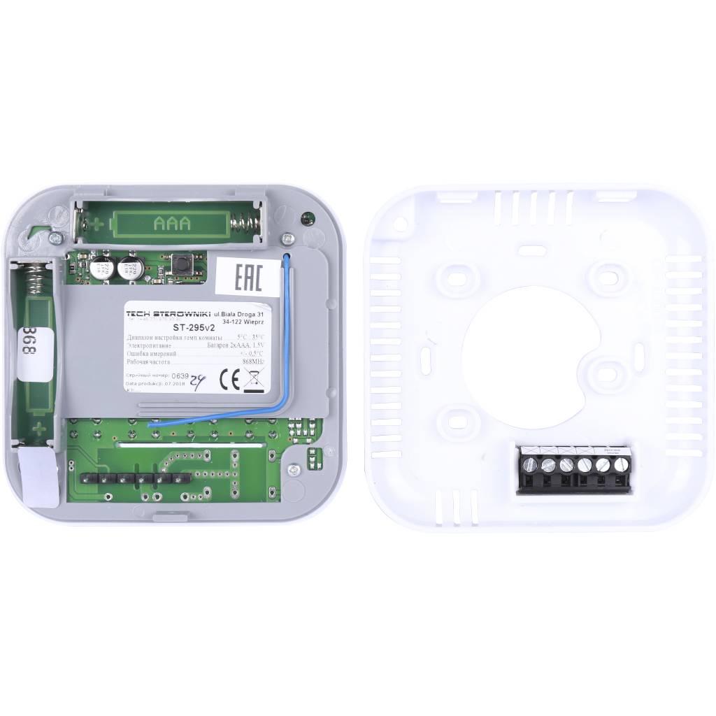Комнатный регулятор беспроводной (белый) TECH, ST-295v2 b
