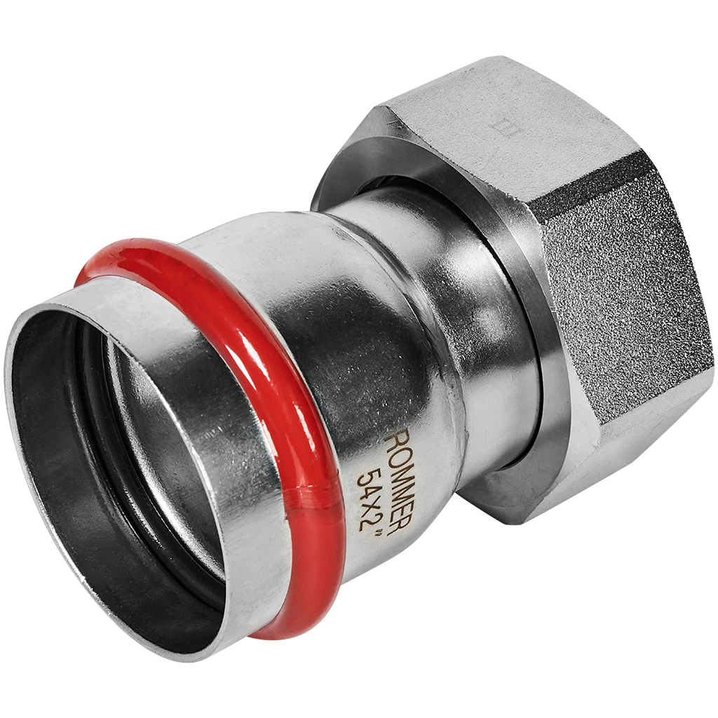 Переходник ROMMER с накидной гайкой-ВР 54х2 из нержавеющей стали прессовой