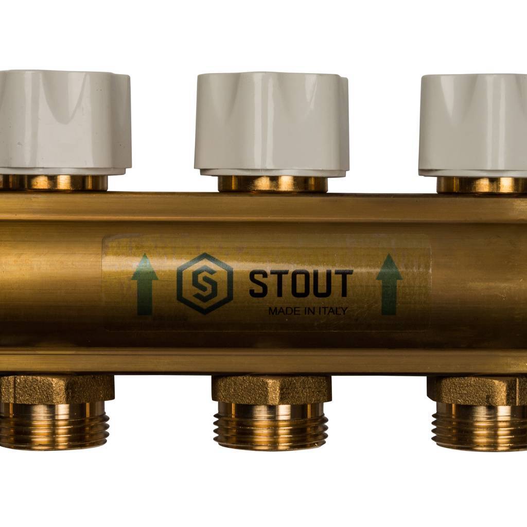 Распределительный коллектор из латуни с расходомерами STOUT 5 выходов, SMB 0473 000005