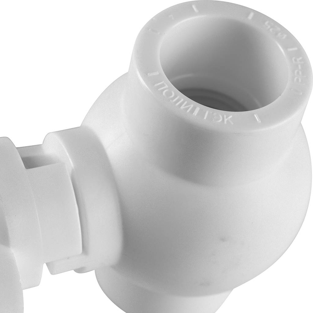 Кран шаровой Политэк d=25 для полипропиленовых труб под сварку (цвет белый), 9900000025