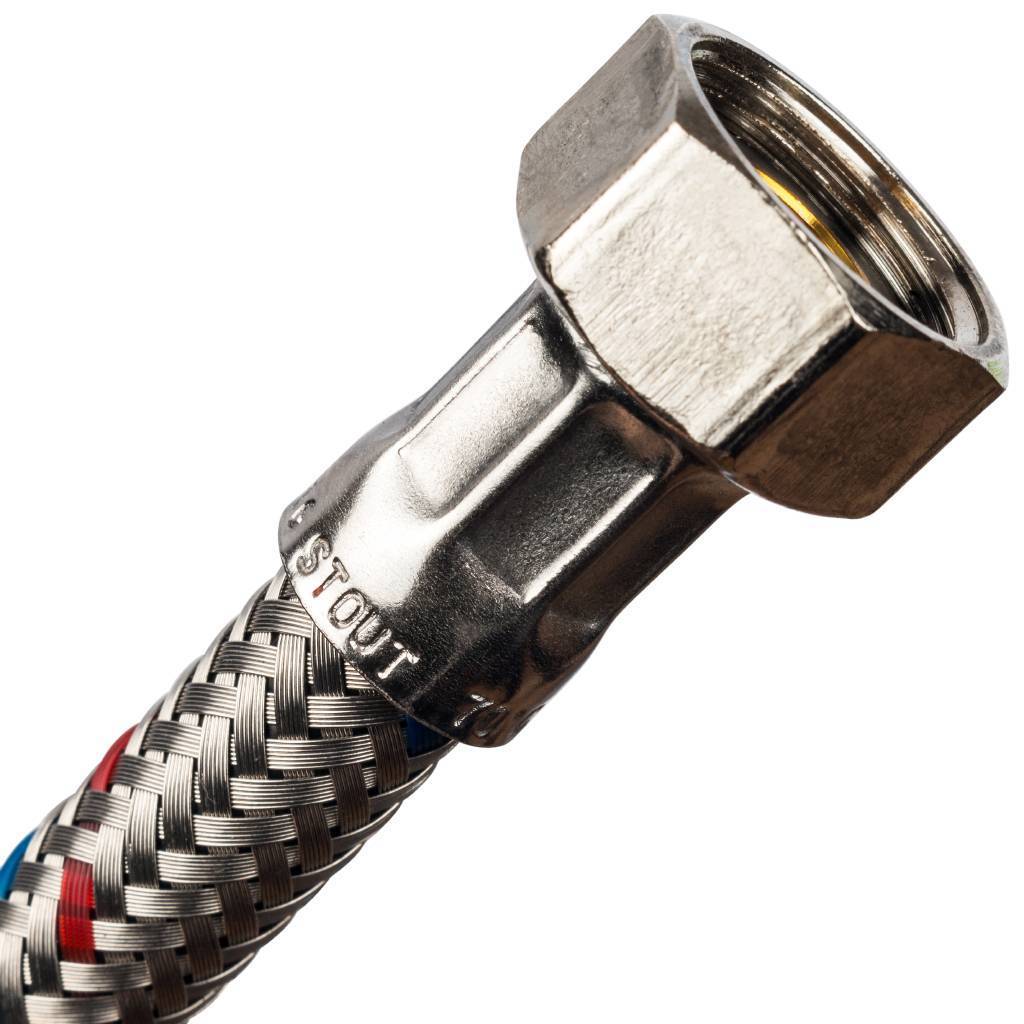 Гибкая подводка для воды STOUT НР 1/2 х ВР 3/8, длина 600 мм, SHF-0077-081510