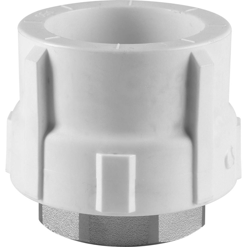 Муфта комбинированная Политэк 50x1 1/2 под шестигранник внутр. резьба для полипропиленовых труб под сварку (цвет белый), 9100050112
