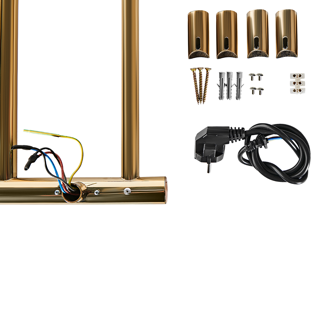 Полотенцесушитель электрический STOUT JAZZ round 80*50 Золотой Хром 585 с полкой, SHQ-J8RR-F08050