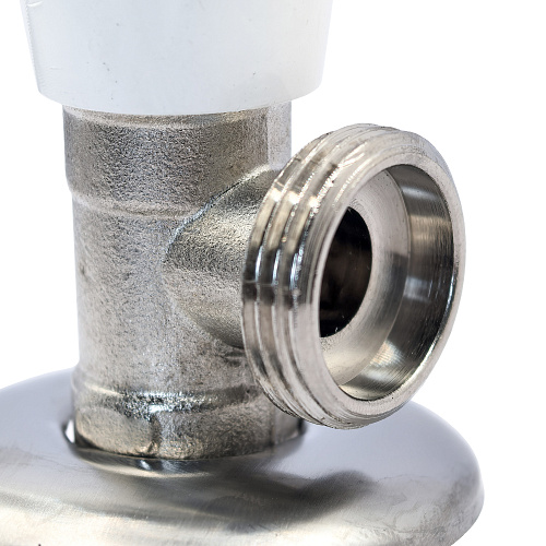 Вентиль угловой удлиненный, латунь 1/2х3/4, еврослот, никель, РТП