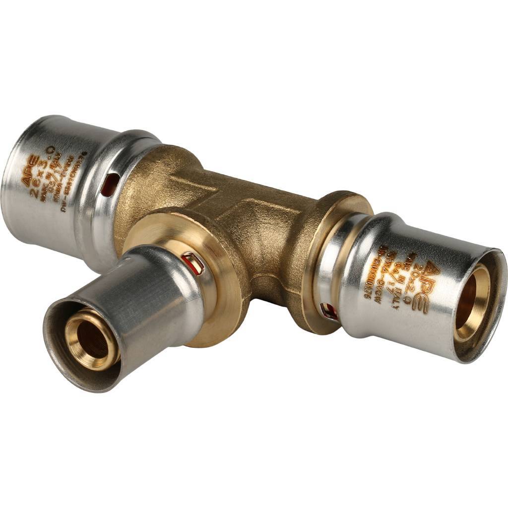 Тройник переходной STOUT 26х16х20 для металлопластиковых труб прессовой, SFP-0005-261620