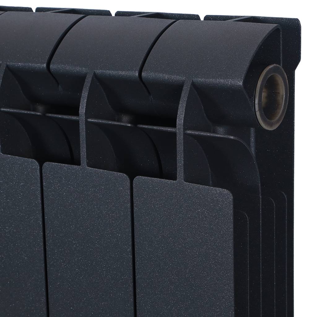 Радиатор биметаллический Global STYLE PLUS 500 12 секции боковое подключение (цвет cod.07 grigio scuro opaco mettalizzato 2748 (черный)), 155266