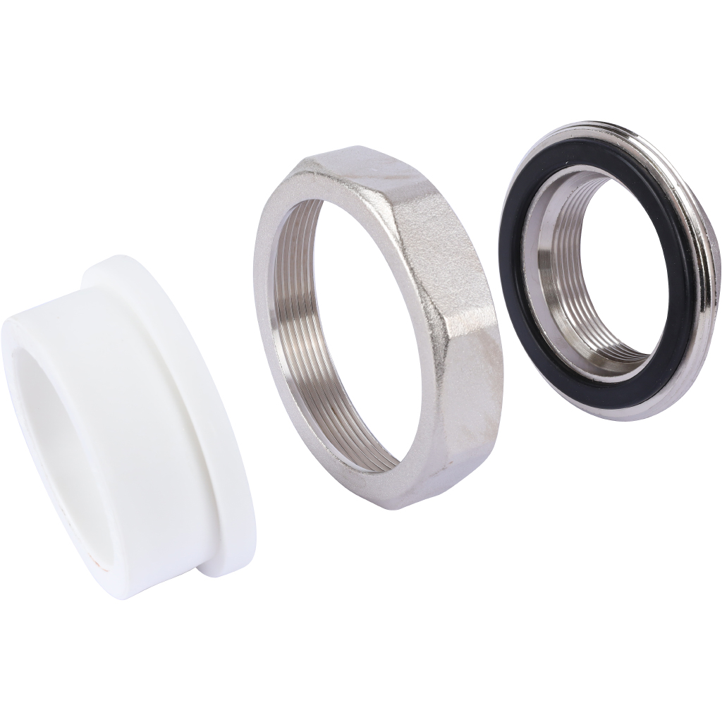 Муфта разъемная Политэк 63х2 с внутренней резьбой для полипропиленовых труб под сварку (цвет белый)