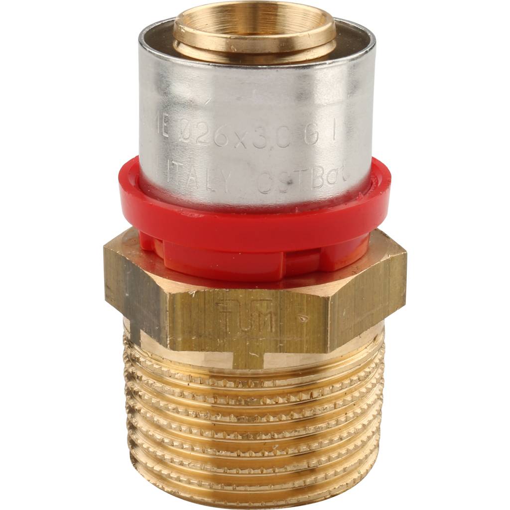 Муфта TIEMME с наружной резьбой 26x1 для металлопластиковых труб прессовой, 1650027