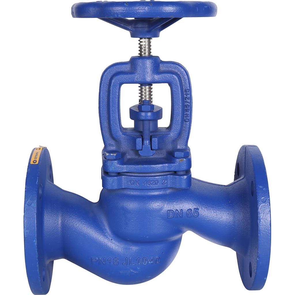 Клапан запорный ZETKAMA 215A Ду65 Ру16 фланцевый из чугуна, 215A065C01